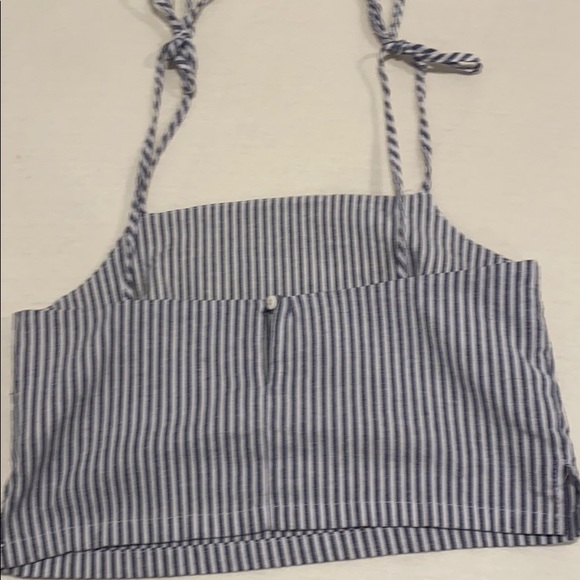 blue and white striped crop top - Picture 2 of 3